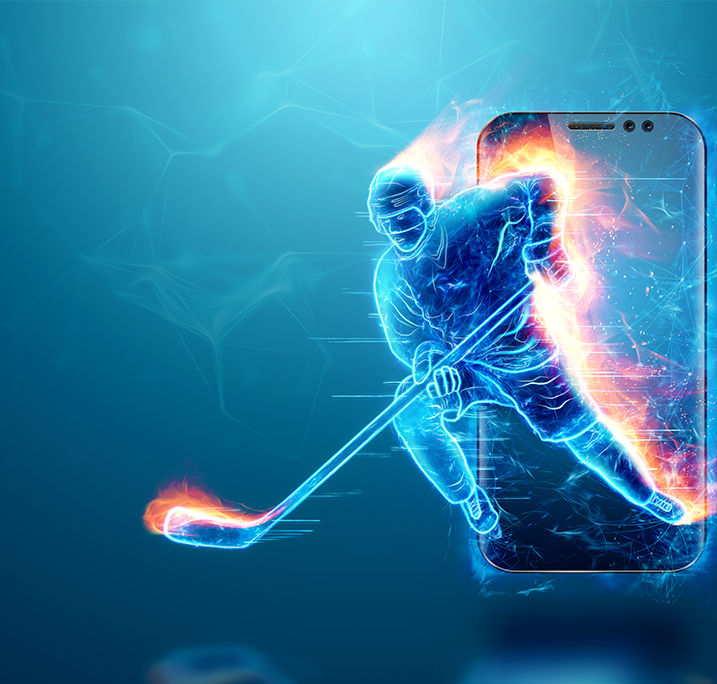 Hockey player playing futuristic